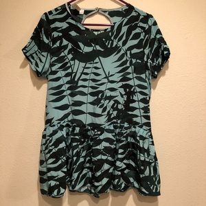 Rachel Ray RR. Silk shirt L blue green